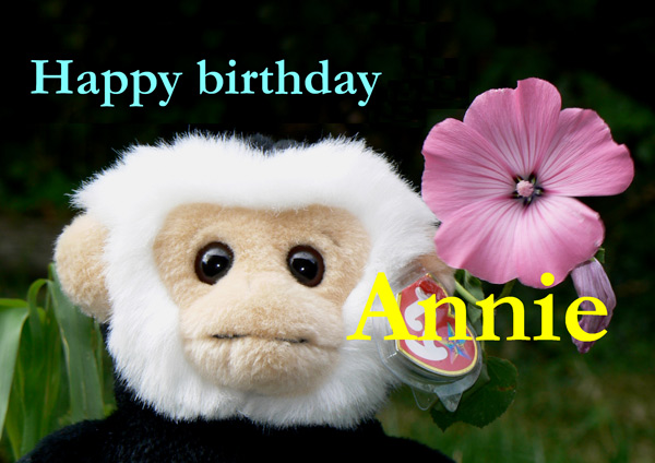 Mooch's sister Mina says Happy Birthday to Annie!