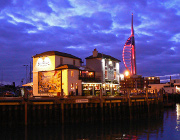 The Bridge Tavern, Old Portsmouth in the dusk