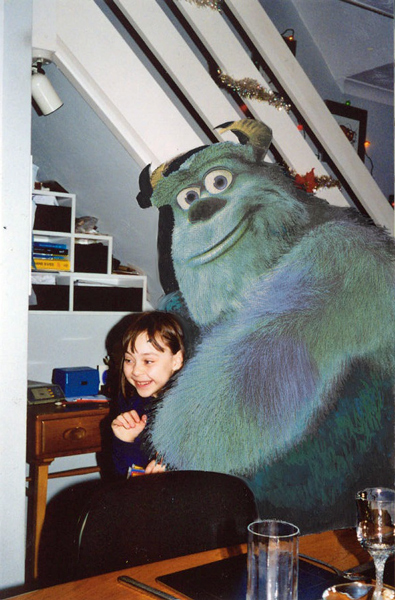 Annie with Sulley from Monsters Inc in 2001