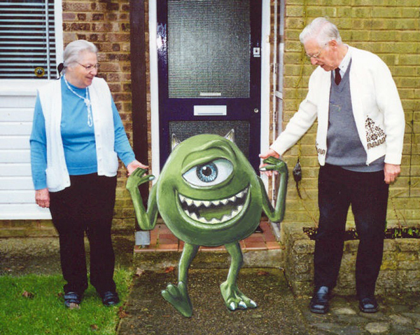 Bob & Una with Sulley from Monsters Inc in 2001