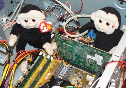 The Moochies show how they've fitted the RAM and graphics card.