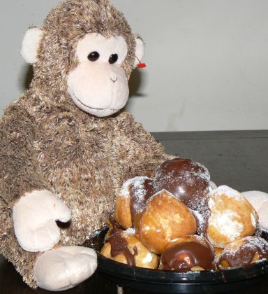 Big Bonsai with his shop bought Profiteroles.