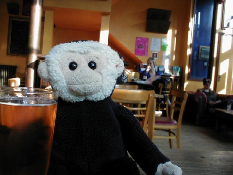 Mooch having a beer.