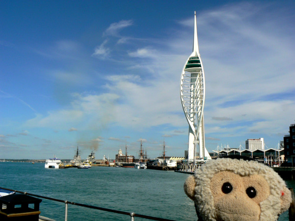 Mooch monkey at Portsmouth Harbour with the Spinnaker Tower