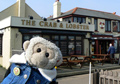 Moooch monkey at the Crab and Lobster Inn, Bembridge, Isle of Wight.