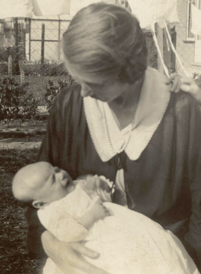 Mum with baby Dennis, 1930
