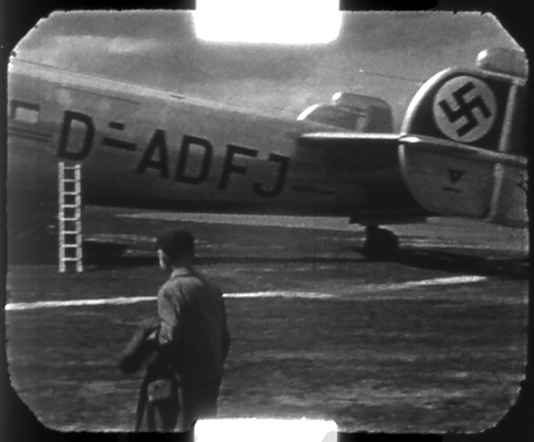 Bob's brother Dennis beside the German Ju90 aircraft D-ADFJ operated by Lufthansa at Croydon Airport, 1939.