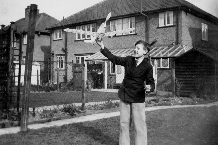 Bob with his first model aircraft, c1937.