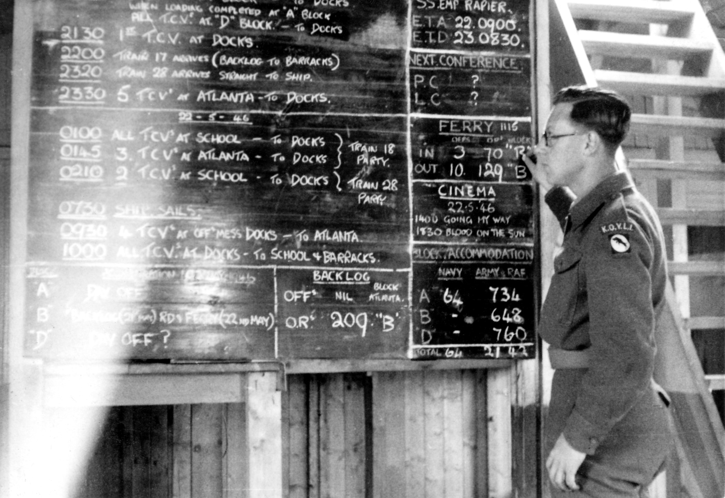 Bob at the Cuxhaven Control Centre board. May 1946.