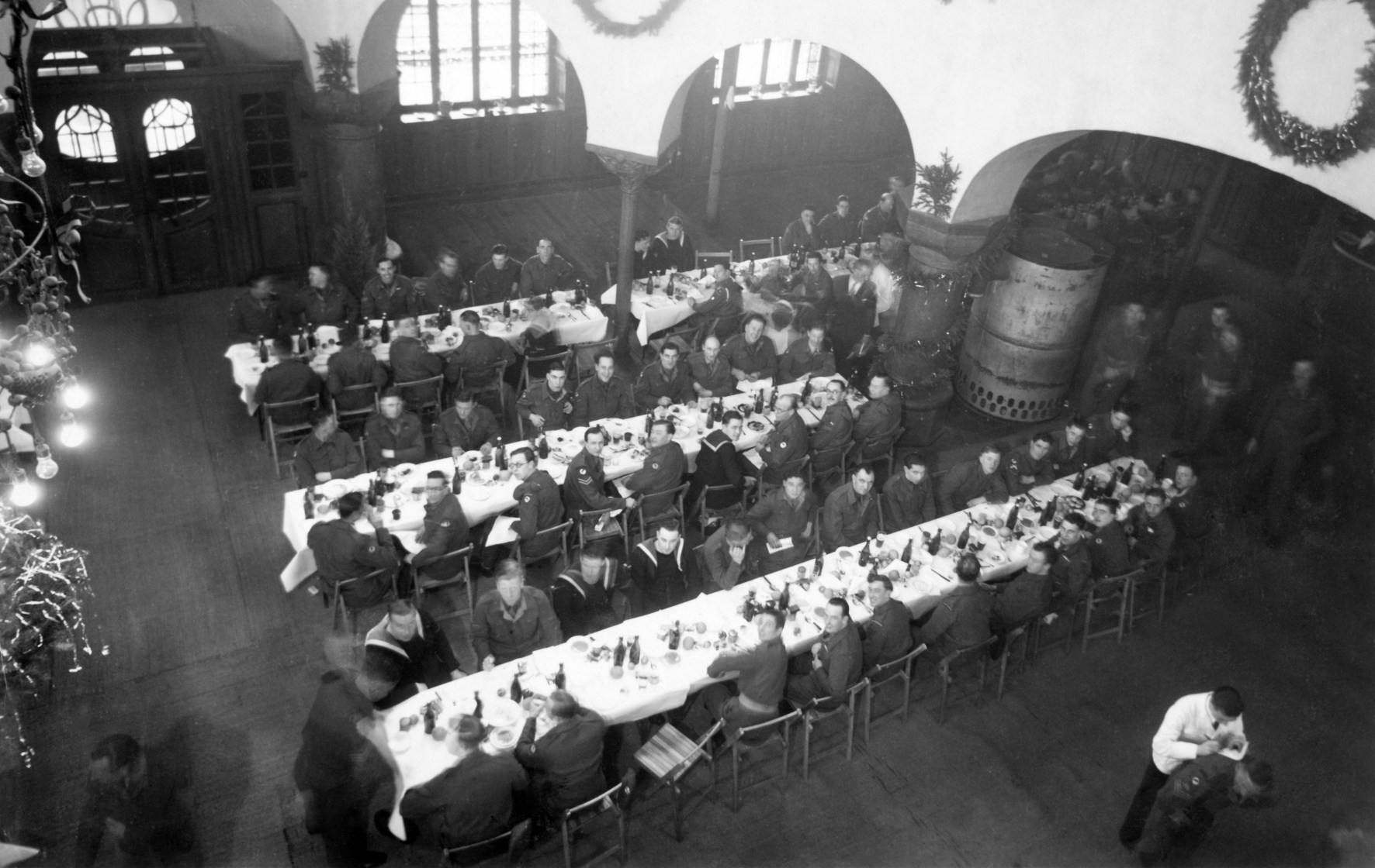 Christmas dinner for 126 Transit Camp. Cuxhaven 1945.