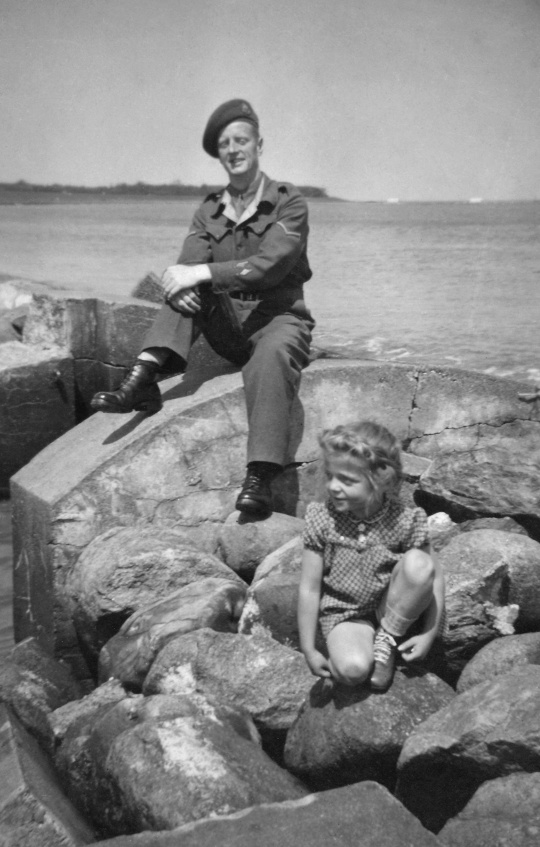 Ron, or Ken, Smith and the little German girl. Cuxhaven 1946.