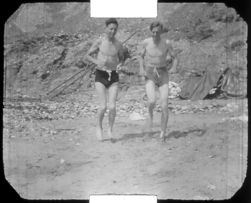 Bob and Dennis on a beach. Isle of Wight 1947.