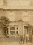 Dad and Ethel (Aunt Doll) outside 22 Lowestoft Road, Watford