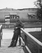 Bob on the bridge into the Cuxhaven barracks. 1946.