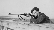Bob with a large bore 'game' rifle.  Cuxhaven 1946.