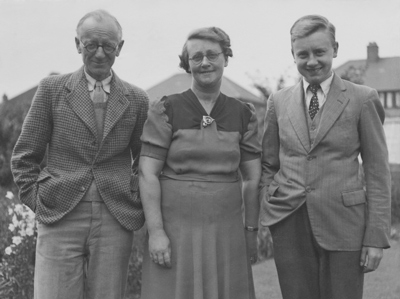 Lewis Jones with his wife Annie and their son Dennis, mid 1940s.