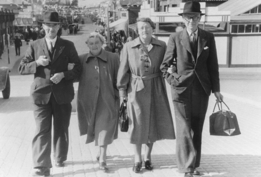 George and Elsie Briggs, Annie and Lewis Jones at Mablethorpe, c1949.