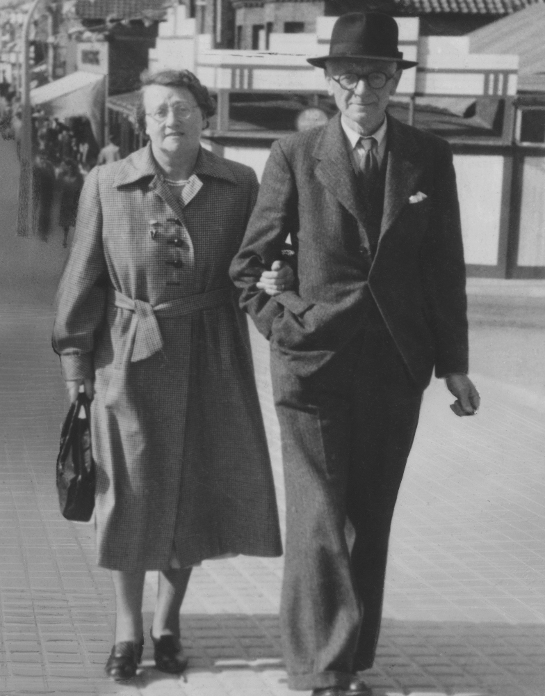 An edited version of Annie and Lewis Jones at Mablethorpe, c1949.
