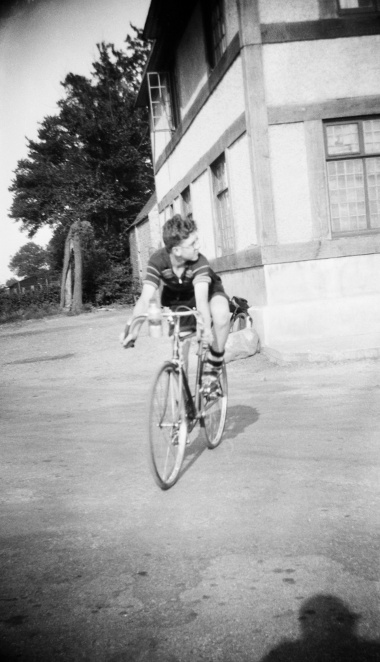 Una's cousin Maurice on a cycle ride. 1941.