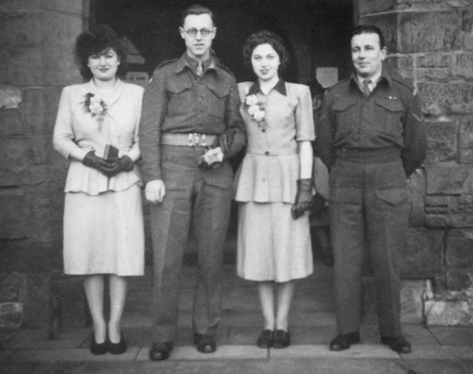 Bob and Una, with Eileen and Jack, after their wedding. January 1946.