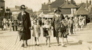 Gran Peach (Jane Patrick), Eileen Justice, myself and my Mum walking up the Mablethorpe 'pullover' (c1929).