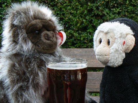 Baby Rumbles is old enough to have a beer with Mooch.