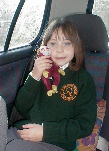 Annie with M1 in the car