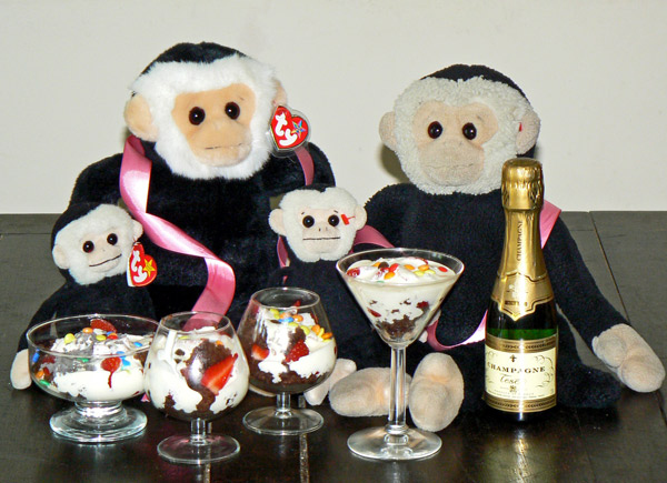 Mooch celebrates his birthday with his family - they had chocolate and cream desserts plus champagne