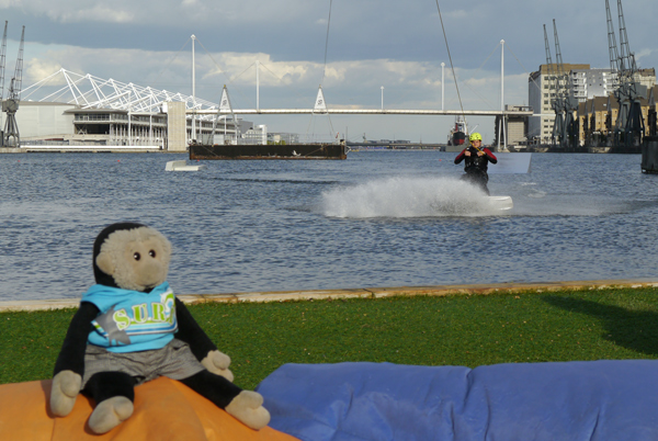 Mooch monkey celebrates his birthday for 2012 - wake boarding.