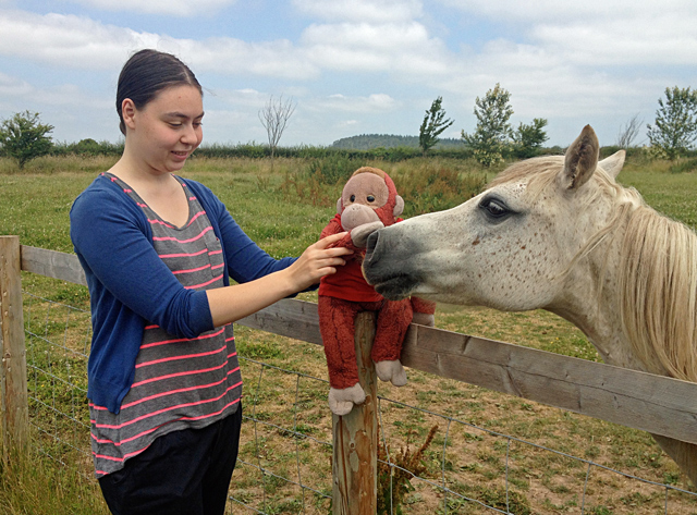 Big Mama Schweetheart on holiday with horse.