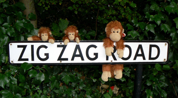 Zig-Zag and the kids on the Zig Zag Road sign