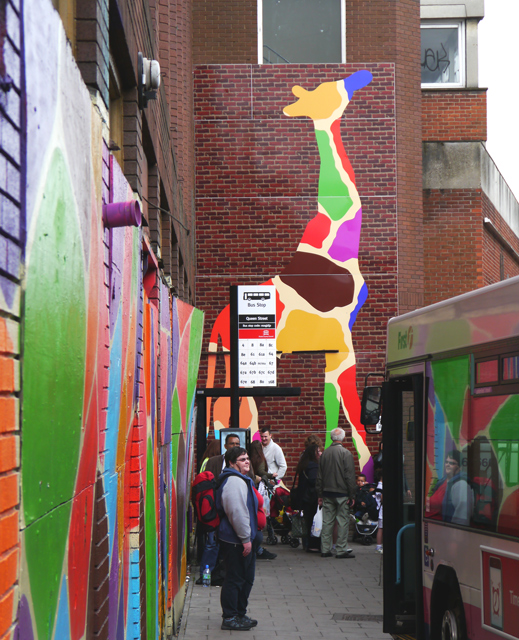 Mooch monkey at Stand Tall for Giraffes in Colchester 2013 - Queen Street bus stop