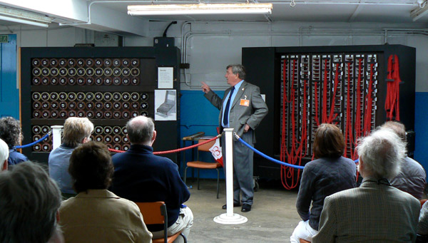 A Bombe built as a prop for the Enigma film.