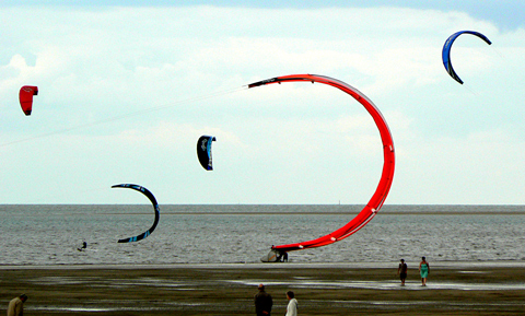 Kite surfing at Hunstanton beach, Norfolk