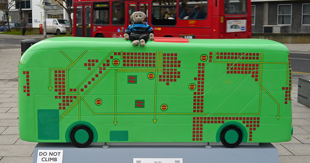 Mooch monkey at Year of the Bus London 2014 - C02 Circuit Bus