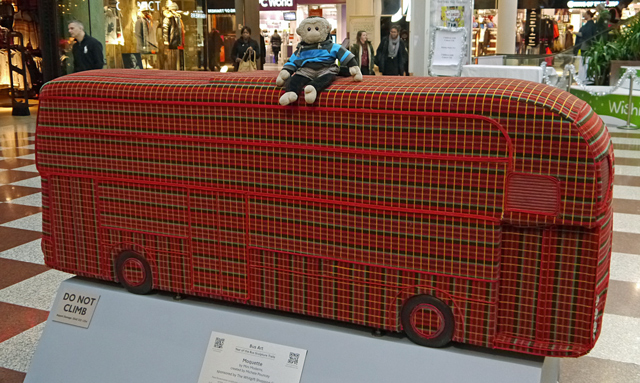 Mooch monkey at Year of the Bus London 2014 - C04 Moquette