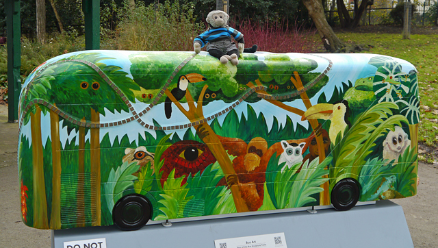 Mooch monkey at Year of the Bus London 2014 - C08 Wild Ride