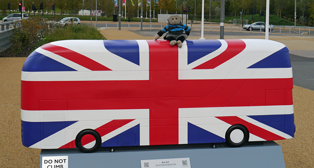 Mooch monkey at Year of the Bus London 2014 - Q07 Union Jack