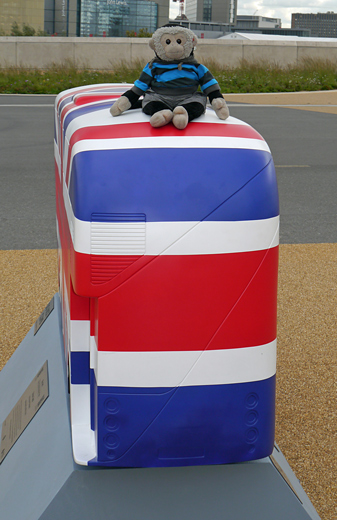 Mooch monkey at Year of the Bus London 2014 - Q07 Union Jack