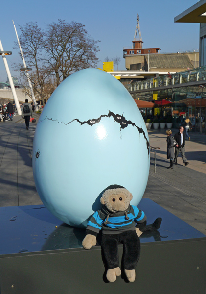 Mooch monkey at the Big Egg Hunt in London