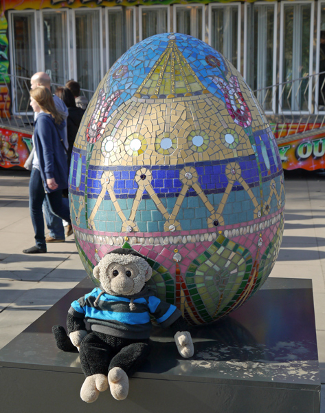 Mooch monkey at the Big Egg Hunt, London.