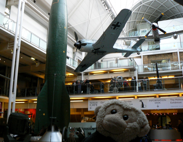 Mooch monkey in the Imperial War Museum in London.