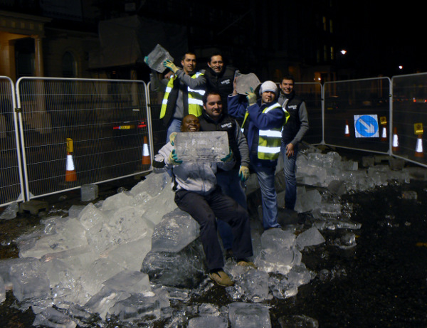 Celebrations by Eskimo Ice at the Berlin Ice Wall, German Embassy in London 2009.