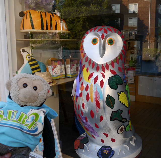 Mooch monkey at Books About Town in London 2014 - Corelli Creature Carnival - owl