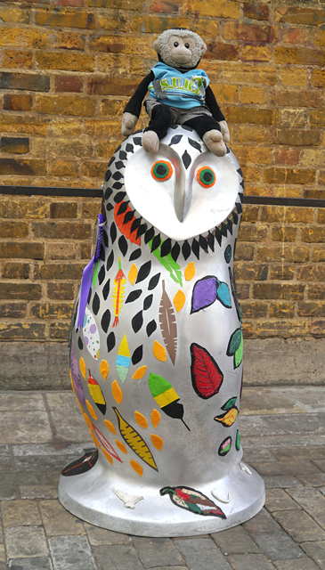 Mooch monkey at Books About Town in London 2014 - Corelli Creature Carnival - owl