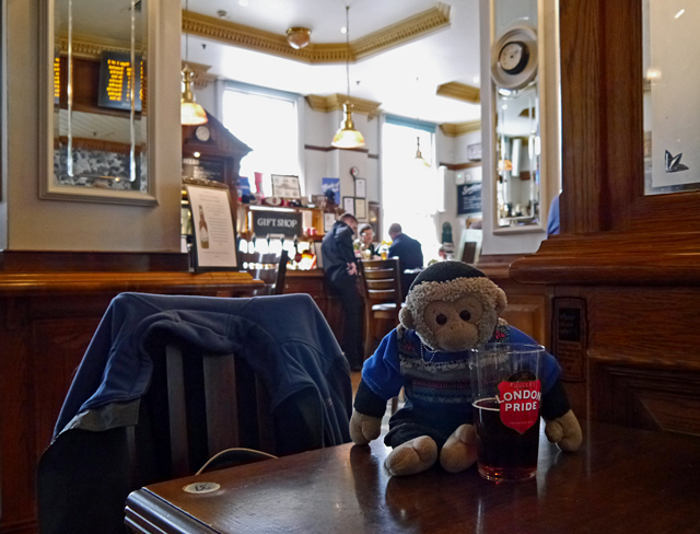 Paddington Bear at Paddington Station with Mooch monkey