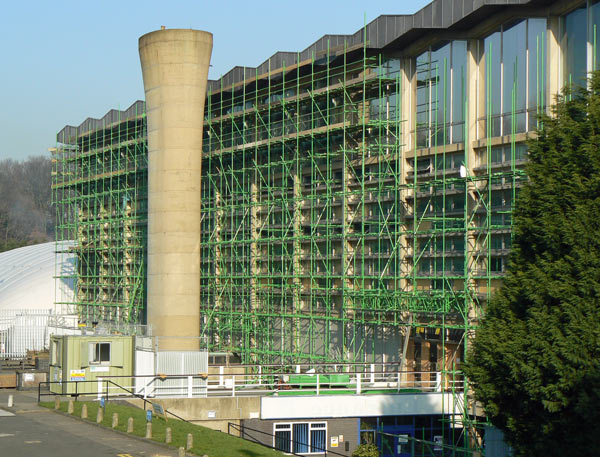 Repairs at the National Sports Centre in Crystal Palace Park.