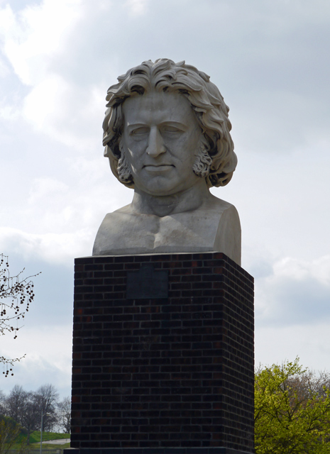 A bust of Sir Joseph Paxton who designed The Crystal Palace.