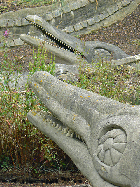 Mooch monkey meets some dinosaurs in Crystal Palace Park.