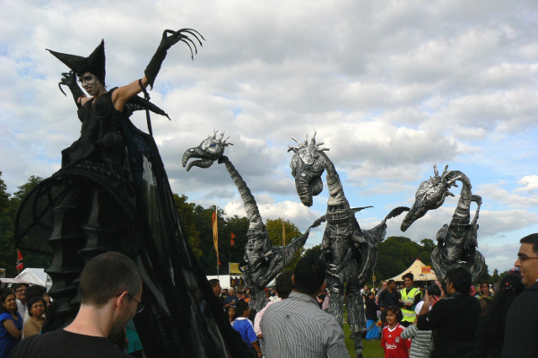 Close-Act Saurus street theatre at the Croydon Mela - August 2009.